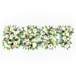 A tender, horizontal floral tribute spells the word SON in dense, white-and-lilac clusters, photographed against a clean white background that lets every petal read clearly. Each letter-S, O and N-is built from soft, cloud-like white chrysanthemums and full white blossoms that suggest double-petaled varieties, intermingled with delicate white anemones whose near-black centers punctuate the pale palette like small, soulful eyes. Subtle washes of lavender and light purple filler blooms drift through the letters, their cool tones gently warming the arrangement and adding visual depth without overpowering the quiet grace of the whites. Feathery green fern fronds trace the outer edges, their crisp, lacy texture framing each letter and giving the whole piece a natural, sympathetic silhouette. Small, round green button chrysanthemums are tucked among the whites, offering fresh, verdant pops of colour and a compact contrast in form. The flowers sit on a discreet dark grey structural backing that peeks through only where the composition needs support, lending precise, even lettering without distracting from the blooms themselves.
The scent is imagined as soft and slightly sweet-white florals with a faint herbal lift from the greenery-an olfactory hush that suits a memorial setting. The overall mood is one of respectful tenderness, a handcrafted statement meant to honour memory with clarity and simplicity. From a Stanmore florist's perspective, this is the sort of arrangement we place with care near family photographs or beside a service table at a chapel on Stanmore High Street or a quiet gathering at Stanmore Common, offering a tangible expression of love and remembrance when words fall short.