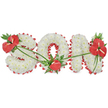 A beautifully arranged funeral flower tribute spells out the word SON in clear, bold capitals, placed against a simple white background that draws attention to its thoughtful details. The letters are completely covered in compact white chrysanthemums, each bloom tightly nestled against its neighbour, forming a soft, continuous surface that conveys purity and calm. Surrounding each letter is a border of deep red satin ribbon, lightly gathered into scallops that follow the shapes of the S, O, and N, giving them definition and a handcrafted finish. Three carefully positioned clusters of red anthuriums, with their characteristic glossy, heart-shaped spathes and central spadices, introduce vibrant colour and sentiment. A prominent grouping of anthuriums and rich green foliage rests on the upper left of the S, creating a bold starting point. At the lower curve of the O, a single anthurium, cradled in greenery, sits quietly among the white petals, offering a softer note. The upper right side of the N is adorned with a fuller spray of several anthuriums, ferns, and generous leaves that gently spill across the letter. Long, slender green leaves and stems sweep across the chrysanthemums, tying the red accents together and suggesting gentle movement. This arrangement, much like those chosen by families in Stanmore for funerals at local churches or crematoriums near Canons Park or Queensbury, serves as a deeply personal tribute, expressing love and remembrance for a cherished son with grace, warmth, and careful floral artistry.